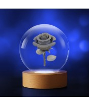 3D Kristallkugel Blume Rose