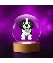 3D Crystal Ball Dog Landseer Puppy