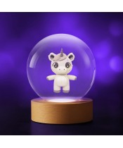 3D Kristallkugel Einhorn Einhorn