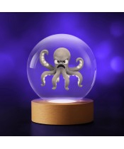 3D Oktopus Kristallkugel