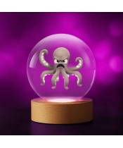 3D Oktopus Kristallkugel