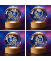 Kryształowa Kulka 3D Znak Zodiaku Ryby Horoskop Astrologia