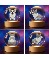 Kryształowa Kulka 3D Pies Corgi
