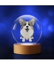 Kryształowa Kulka 3D Pies Corgi