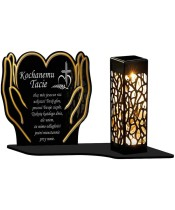Large Solar Candle XL 18 cm Premium Heart In Hands Gold For Cemetery Grave
