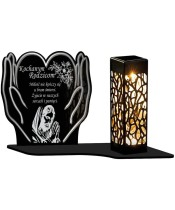 Large Solar Candle XL 18 cm Premium Heart In Hands Silver For Cemetery