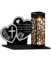 Openwork Solar LED Candle Two Hearts Patterns Sentences Silver