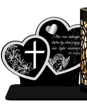 Openwork Solar LED Candle Two Hearts Patterns Sentences Silver