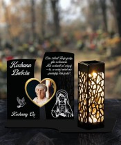 Large Solar Candle XL Premium With Photo For Cemetery