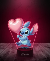 3D LED Lamp Plexido with UV Print Lilo and Stitch Balloon Heart