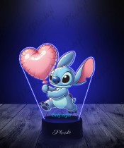 3D LED Lamp Plexido with UV Print Lilo and Stitch Balloon Heart