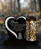 Solarkerze Statuette für das Grab Allerheiligen Friedhof Herzmuster