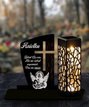 Candle Statue Led on the Grave All Saints Cemetery Tombstone Cross Patterns