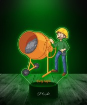 3D Plexido LED Lamp with UV Printing Builder Bricklayer Construction Worker Concrete Mixer