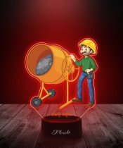 3D Plexido LED Lamp with UV Printing Builder Bricklayer Construction Worker Concrete Mixer