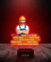3D Plexido LED Lamp with UV Printing Builder Bricklayer Construction Worker Foreman