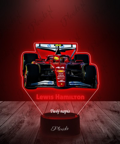 Lampka LED 3D Plexido z Nadrukiem UV Formuła 1 Lewis Hamilton Bolid | Plexido.pl
