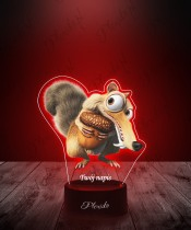 3D Plexido LED Lamp with UV Print Ice Age Scrat Squirrel