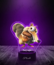3D Plexido LED Lampe mit UV-Druck Ice Age Scrat Eichhörnchen