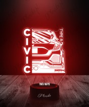 Lampka LED 3D Plexido Samochód Honda Civic Type R