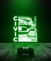 Lampka LED 3D Plexido Samochód Honda Civic Type R
