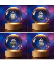 3D Crystal Ball Bird Barn Owl