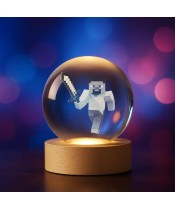 Minecraft Steve with Sword 3D Crystal Ball