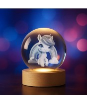 3D Kristallkugel Einhorn Regenbogen