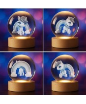 3D Kristallkugel Einhorn Regenbogen