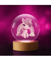3D Kristallkugel Einhorn Regenbogen