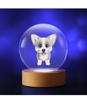 3D Kristallkugel Corgi Hund
