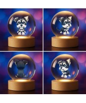3D Kristallkugel Yorkshire Terrier Hund