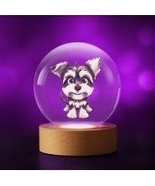 3D Kristallkugel Yorkshire Terrier Hund