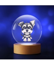 3D Kristallkugel Yorkshire Terrier Hund
