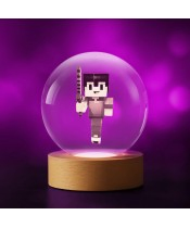 Minecraft Steve 3D Kristallkugel