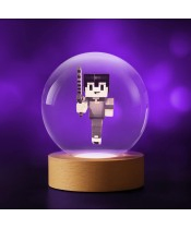 Minecraft Steve 3D Kristallkugel