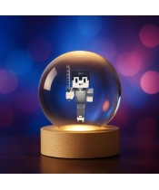 Minecraft Steve 3D Kristallkugel