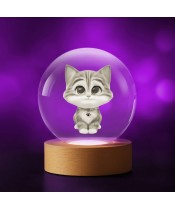 3D Crystal Ball Kitty with Stripes