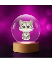 3D Crystal Ball Kitty with Stripes