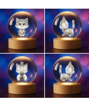 3D Crystal Ball Kitty with Stripes