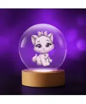 Kryształowa Kulka 3D Kotek ze Wstążką