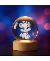 Kryształowa Kulka 3D Kotek ze Wstążką