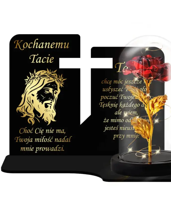 Duży Znicz Premium XL Wieczna Róża LED