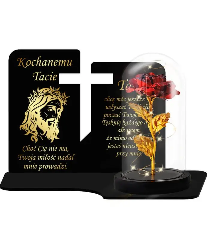 Duży Znicz Premium XL Wieczna Róża LED