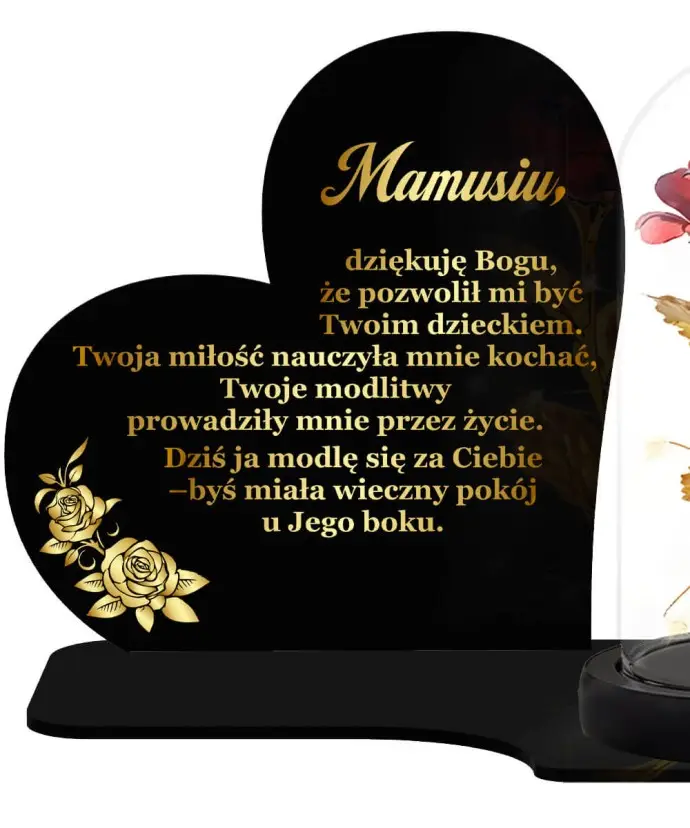 Duży Znicz Premium XL Serce Wieczna Róża LED