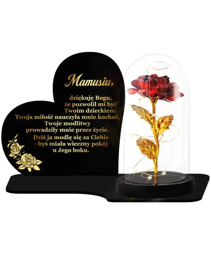 Duży Znicz Premium XL Serce Wieczna Róża LED