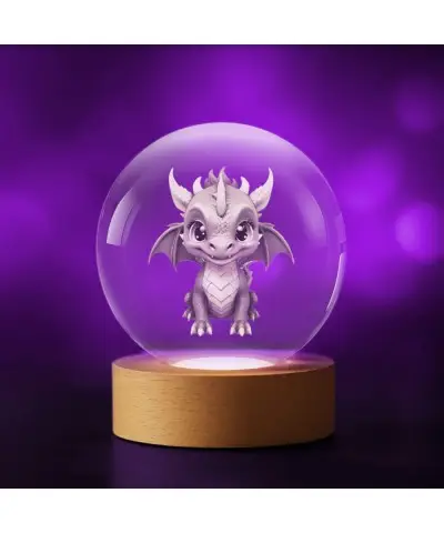 3D Kristallkugel Süßer Drache