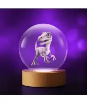 3D Crystal Ball Velociraptor Dinosaur
