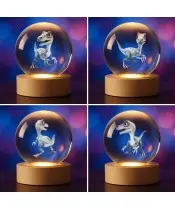 3D Crystal Ball Velociraptor Dinosaur
