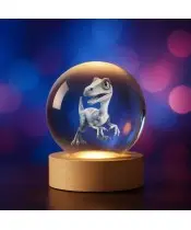 3D Crystal Ball Velociraptor Dinosaur